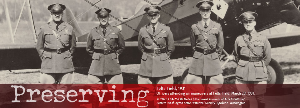 Felts Field 1931, Officers attending air maneuvers at Felts Field. March 29, 1931.